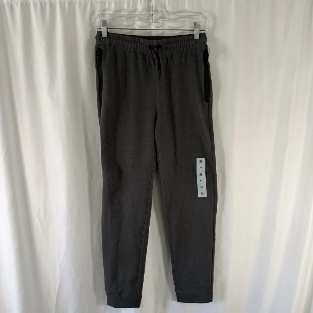 New Old Navy Joggers Boys XL 14-16 Grey Drawstring Zip Pockets Dynamic Fleece